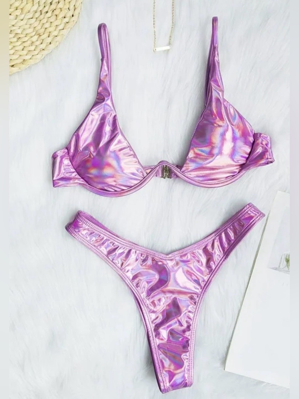Source Unknown Iridescent Lavender Bikini Set